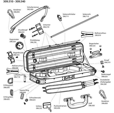 Spare parts for Original Jaeger Oblong Violin Case De Luxe